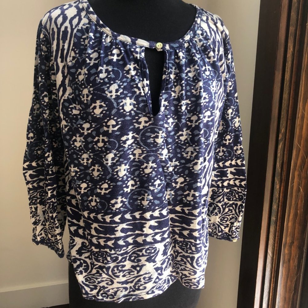 Blue and White Lucky Brand Top